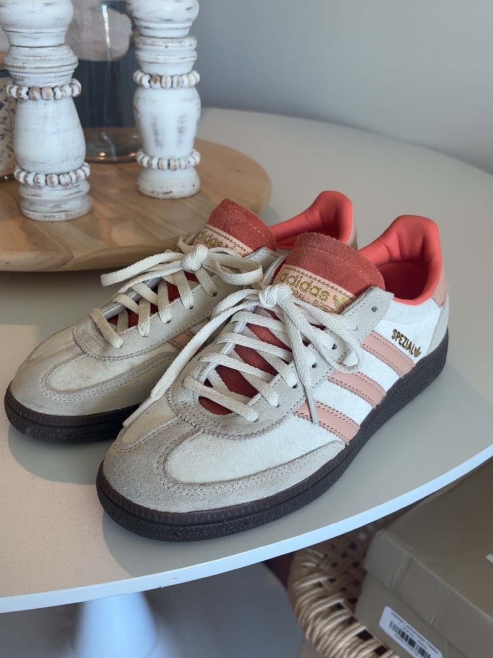 Special edition adidas Cream Suede Sneakers with Peach Accents - Picture 2 of 8